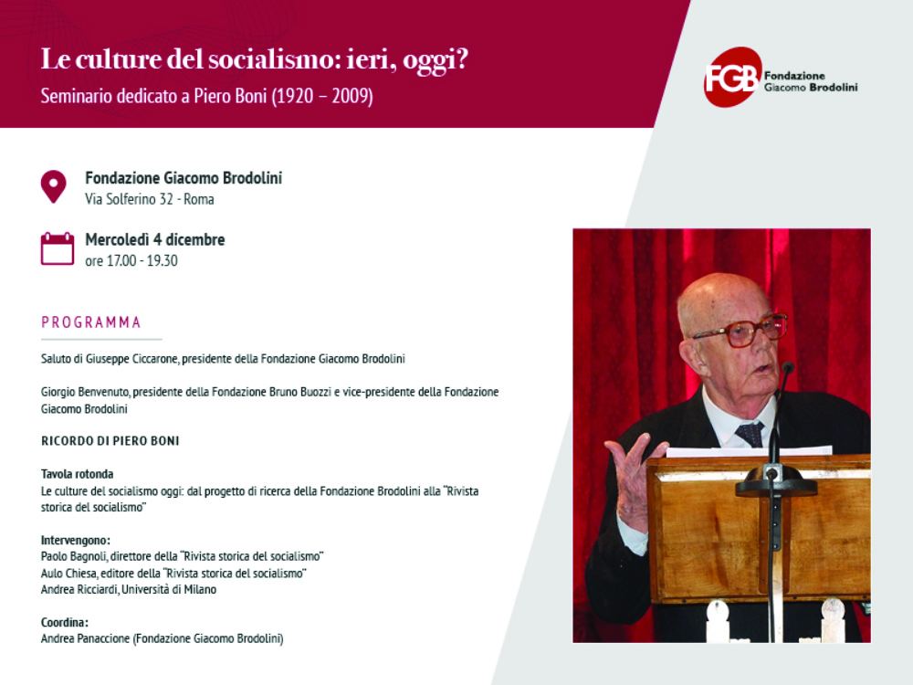 Roma, 4 dicembre 2019, ore 17,00. Fondazione Giacomo Brodolini. Seminario 