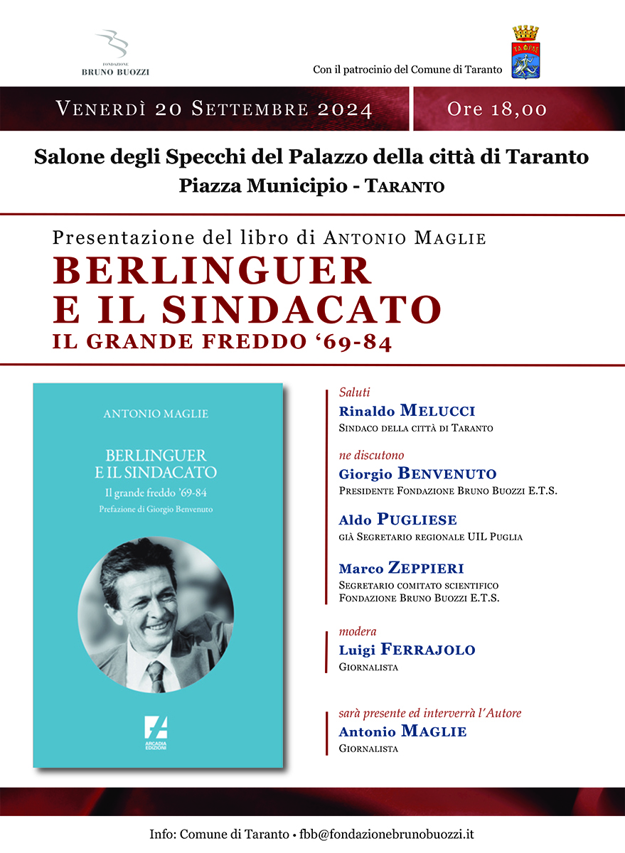 Venerd 20 settembre 2024: Taranto, ore 18.00. Presentazione del libro di Antonio Maglie 