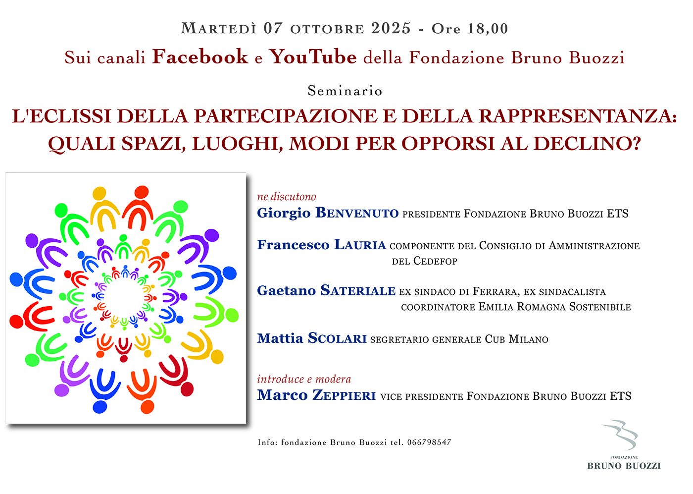 Marted 7 ottobre 2025, ore 18.00. Seminario via remoto sul tema Leclissi della partecipazione e della rappresentanza: quali spazi, luoghi, modi per opporsi al declino?